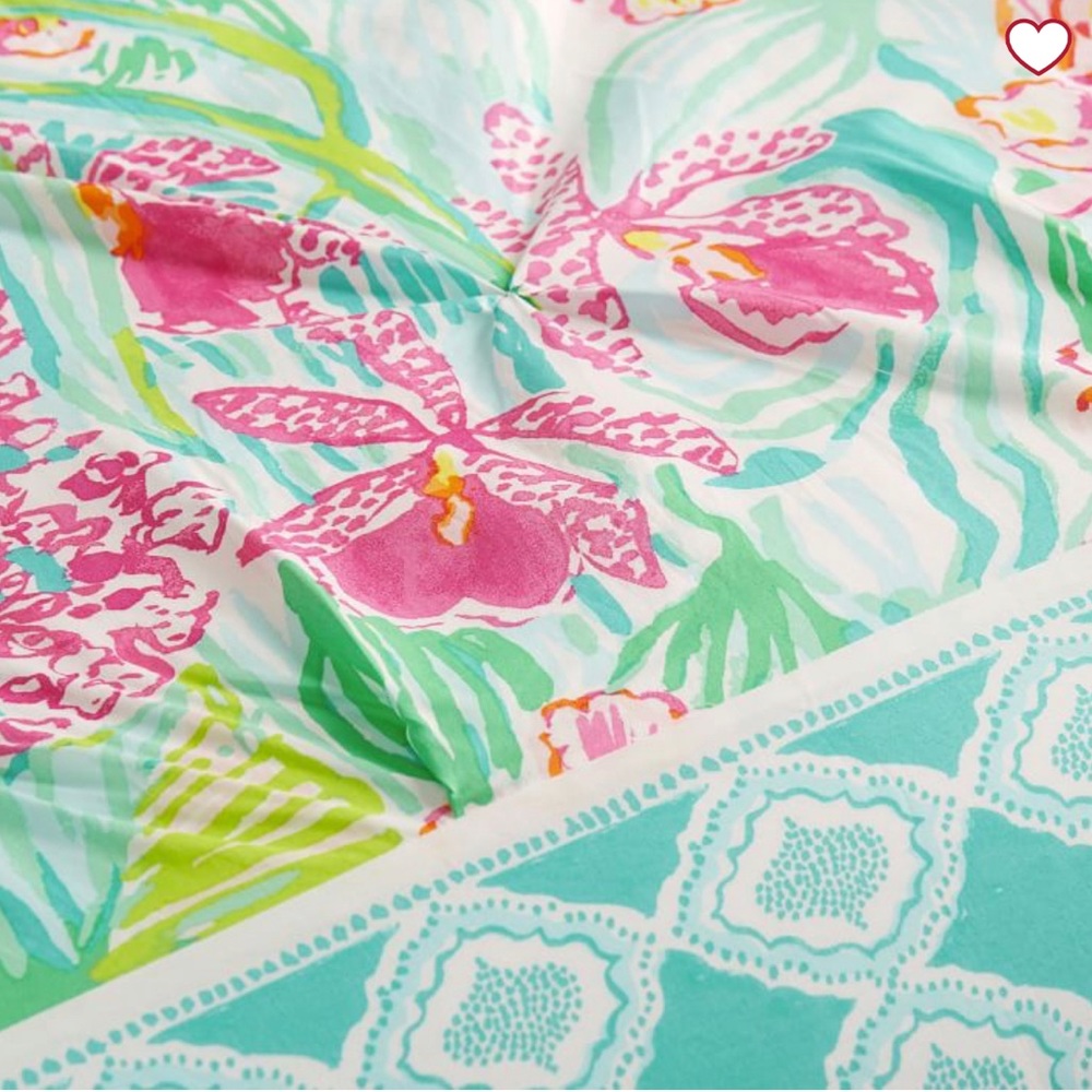 Pottery Barn teen Lilly Pulitzer Orchid Border Duvet Cover & Sham